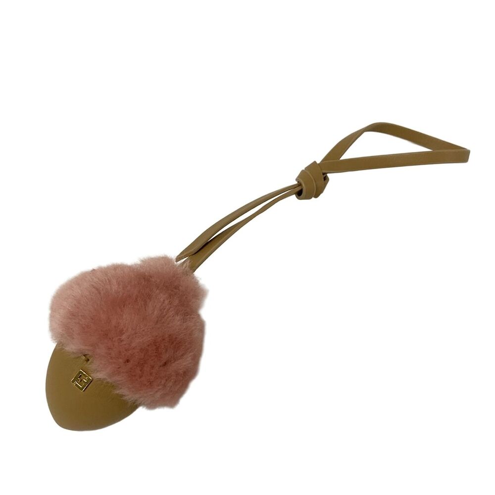 Fendi Acorn Charm Bag Charm 7AS427AYJ8F1UJ1 Beige Pink Leather Fur - Picture 1 of 6